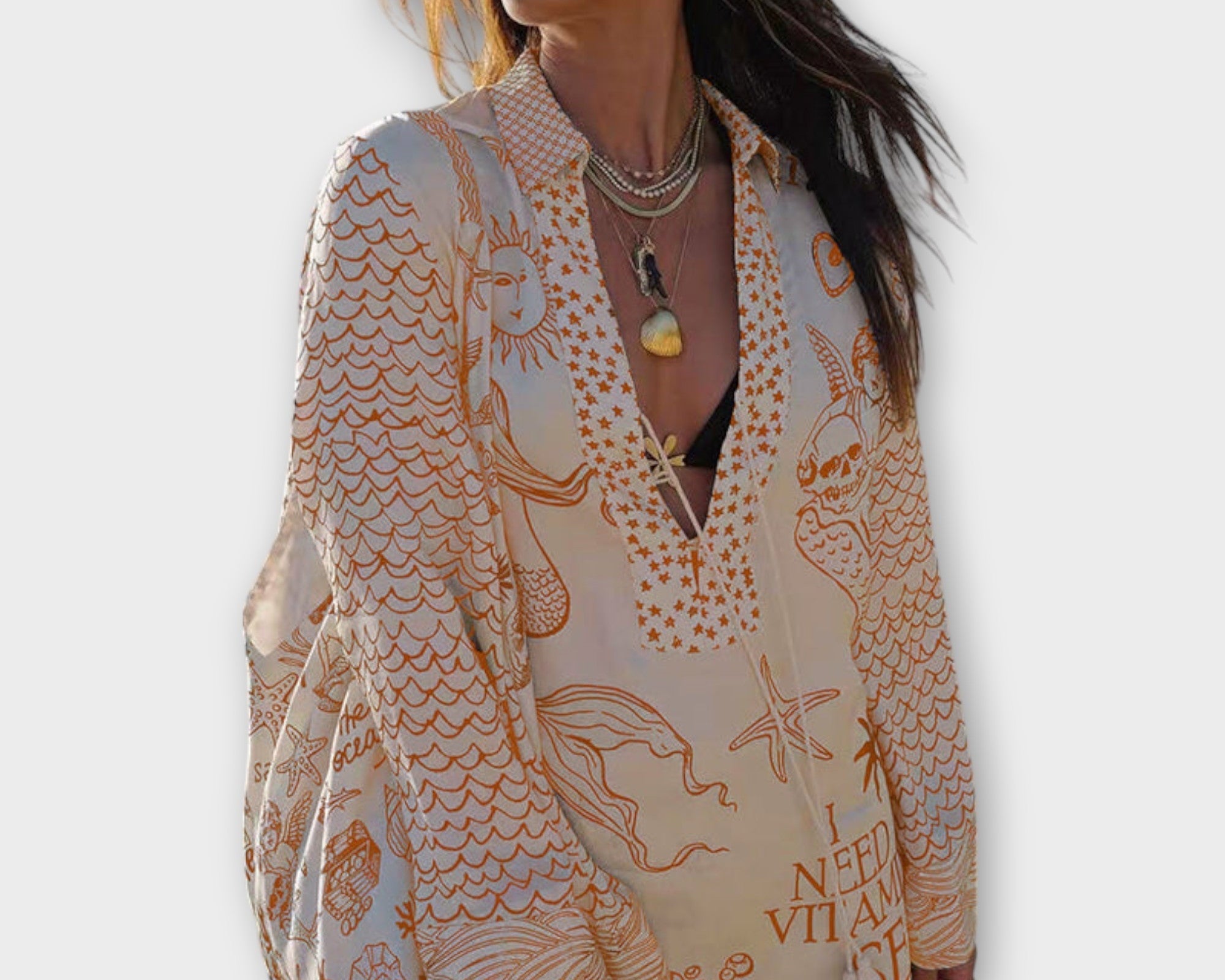 Liv - Wasser Satin Quasten Shirt und Shorts Set