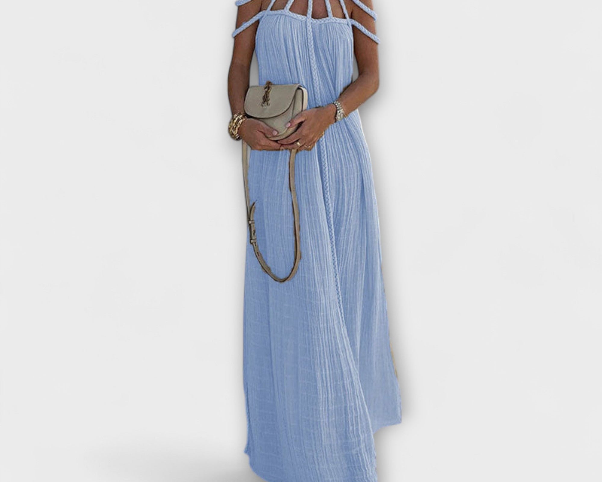 Briar - Ein schickes Maxikleid aus Mischgewebe mit drapierten Zöpfen