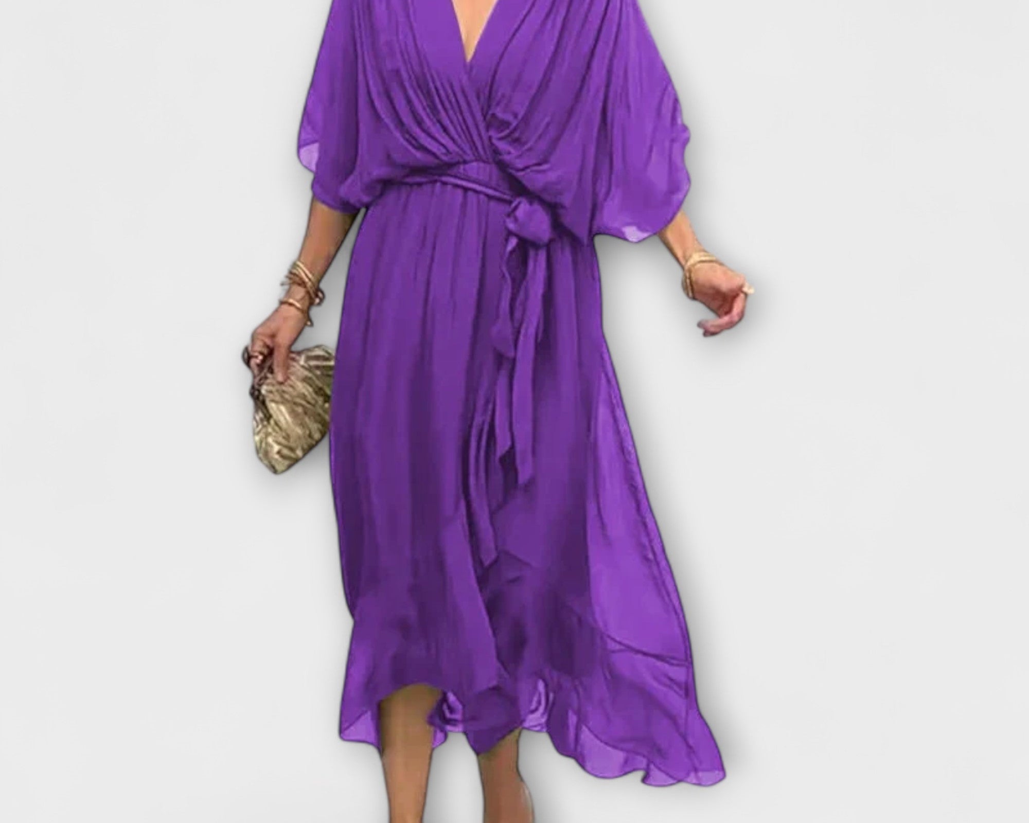 Amoura - Chiffonkleid mit V-Ausschnitt