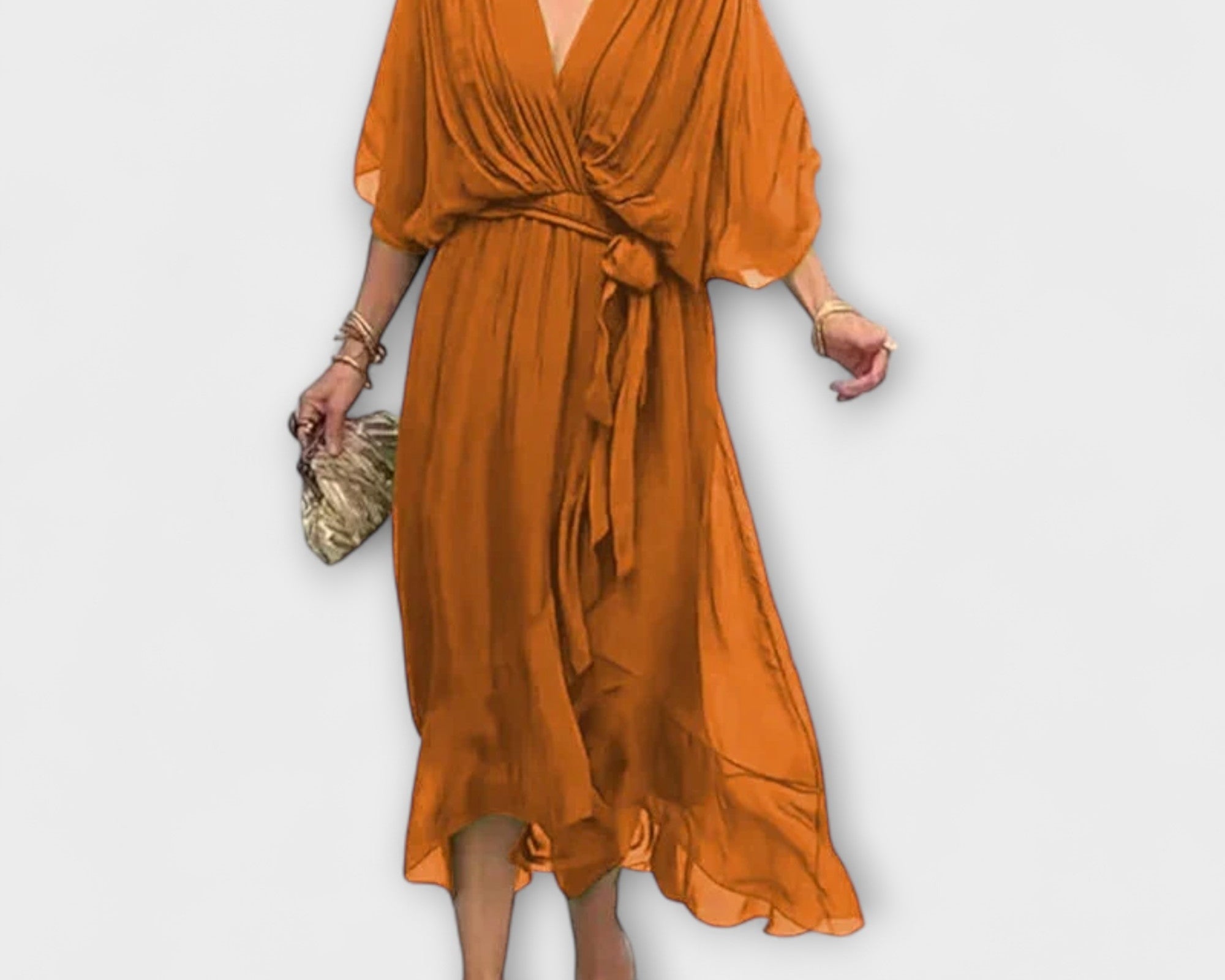 Amoura - Chiffonkleid mit V-Ausschnitt