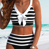 Laluna® | Gestreifter Bikini mit hoher Taille