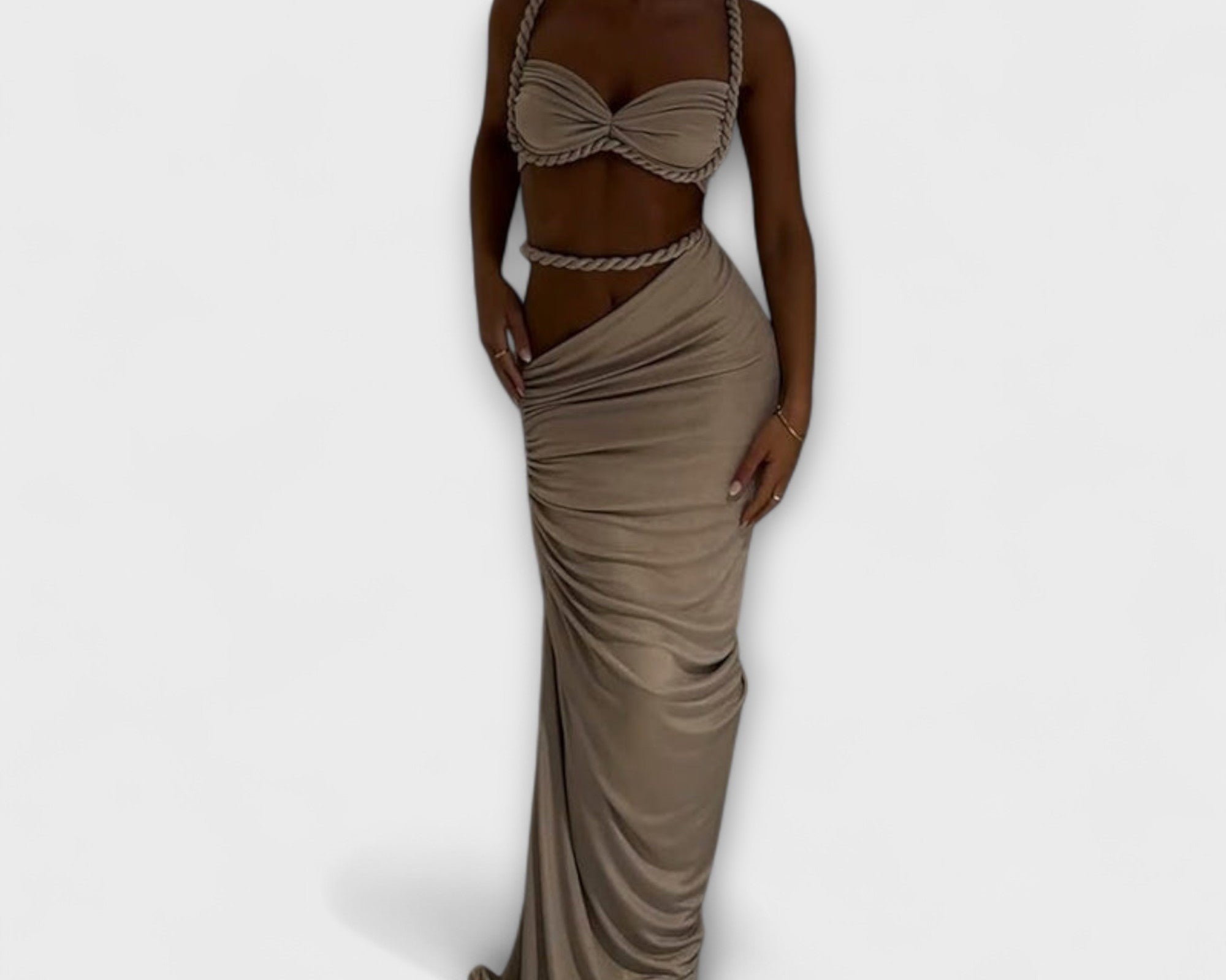 Jane - Schickes Gradient Zopf Crop Top & Overskirt Duo