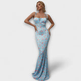Thalia - Floral Print Prom Dress mit gebundenen Schulterträgern