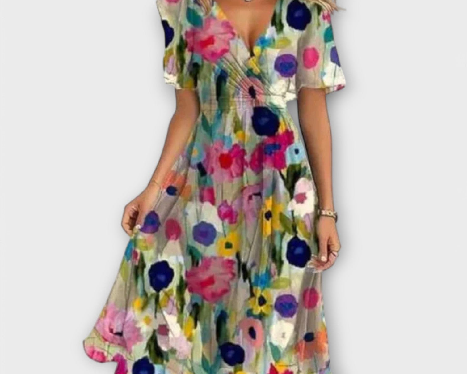 Annegret - Damen Kleid mit V-Ausschnitt