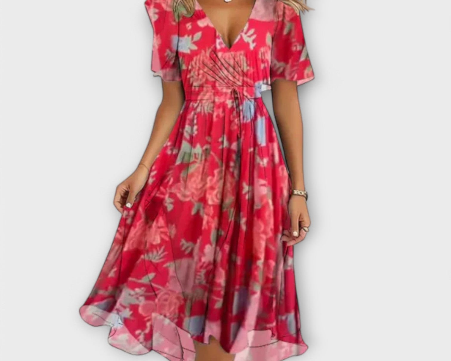 Annegret - Damen Kleid mit V-Ausschnitt