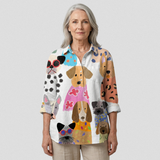 Lara | Lässige Bluse mit farbenfrohem Cartoon-Hund