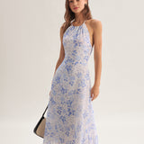 Clarice - Midi Kleid Blau Floral