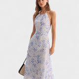 Clarice - Midi Kleid Blau Floral