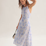 Clarice - Midi Kleid Blau Floral